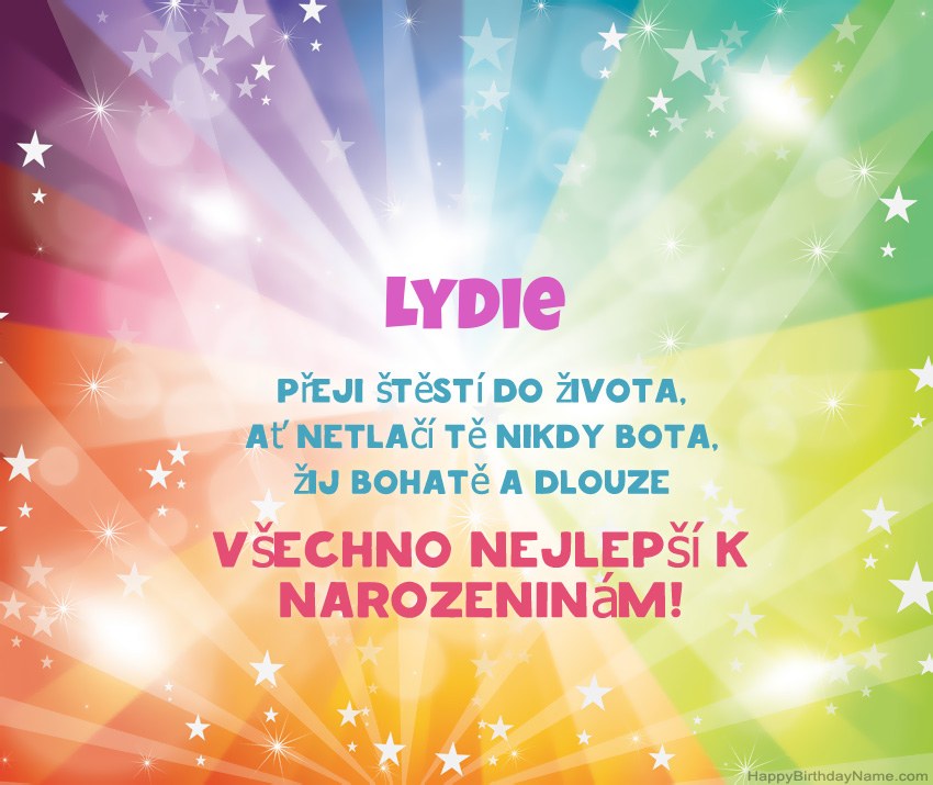 Krásné blahopřání k narozeninám pro Lydie