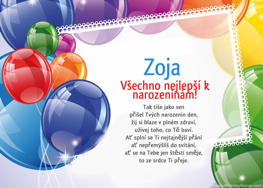 Všechno nejlepší k narozeninám Zoja!