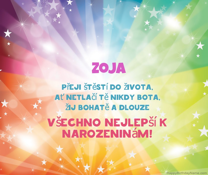 Krásné blahopřání k narozeninám pro Zoja