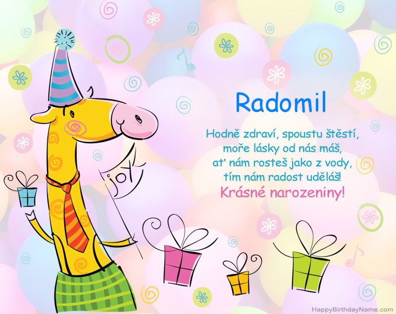 Dětské blahopřání k narozeninám Radomil