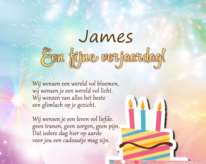 Fijne verjaardag James in vers