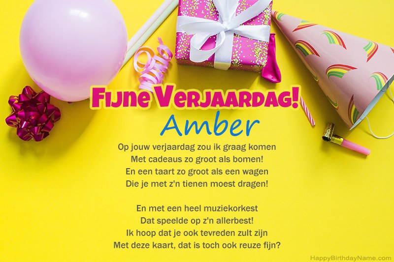 Gelukkige verjaardag Amber in proza