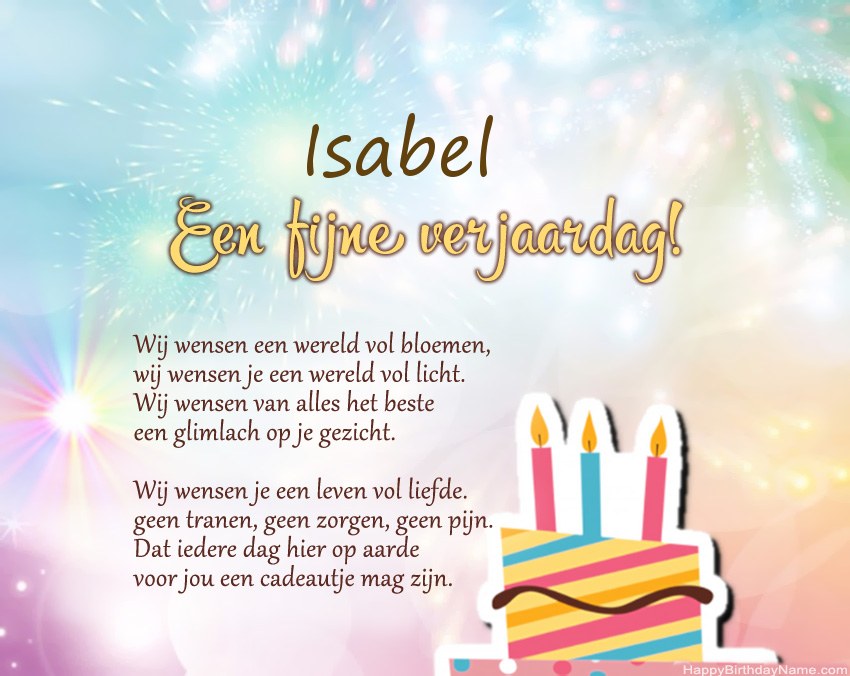 Fijne verjaardag Isabel in vers Fijne verjaardag Isabel in vers