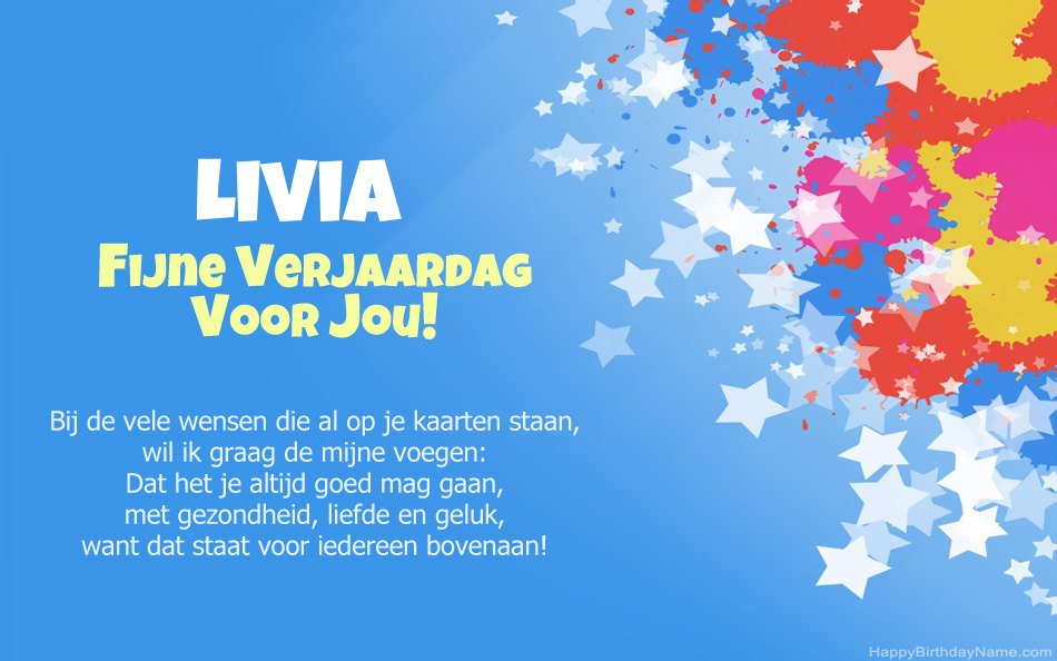 Gefeliciteerd met de verjaardag van Livia Gefeliciteerd met de verjaardag van Livia