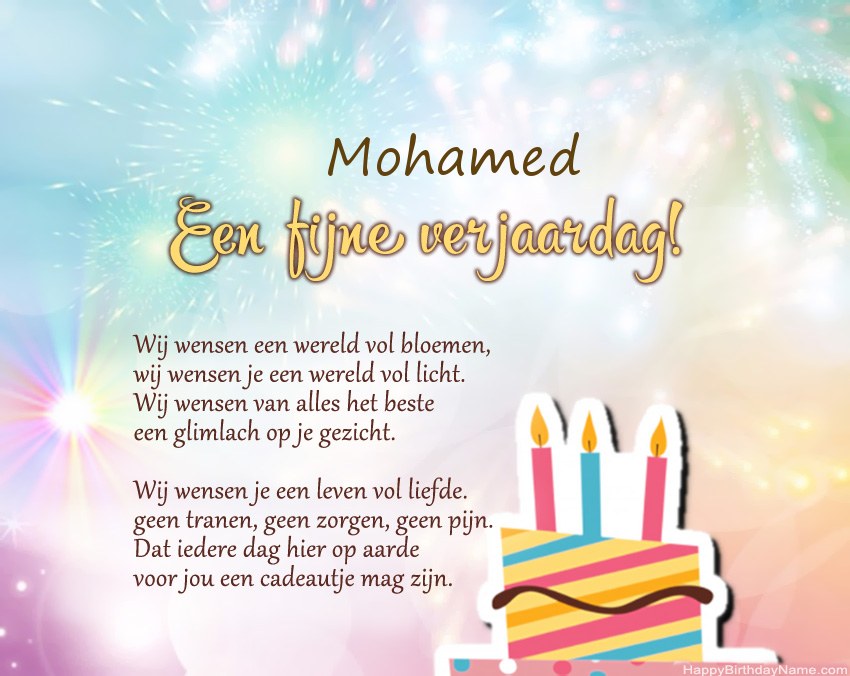 Fijne verjaardag Mohamed in vers