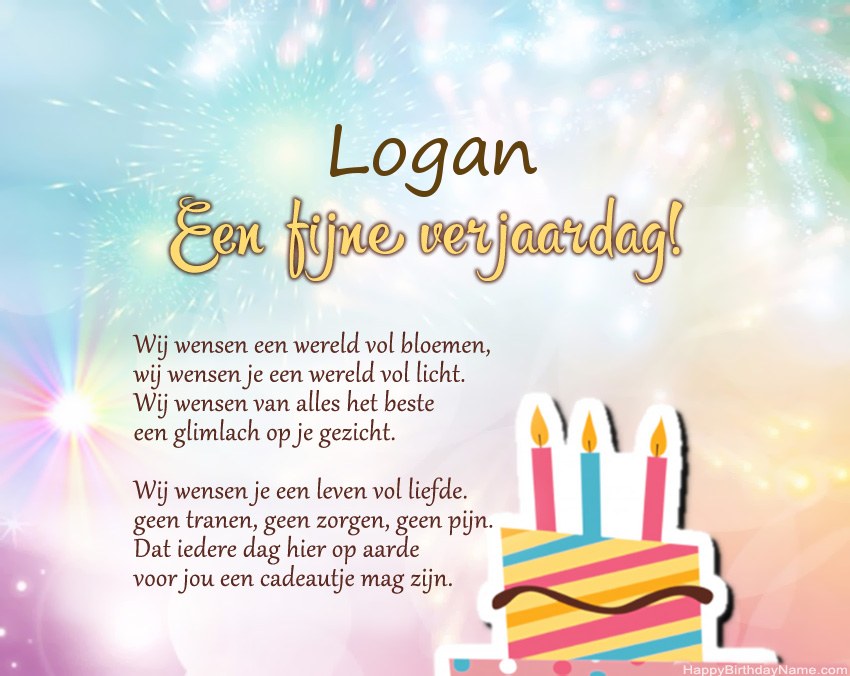 Fijne verjaardag Logan in vers