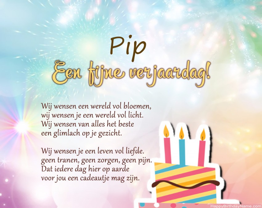 Fijne verjaardag Pip in vers Fijne verjaardag Pip in vers