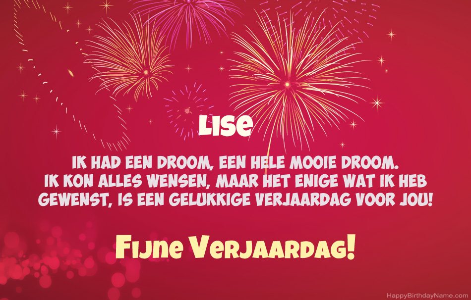 Gelukkige verjaardag Lise, mooie gedichten