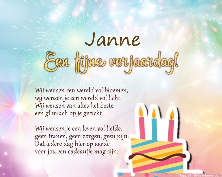 Fijne verjaardag Janne in vers