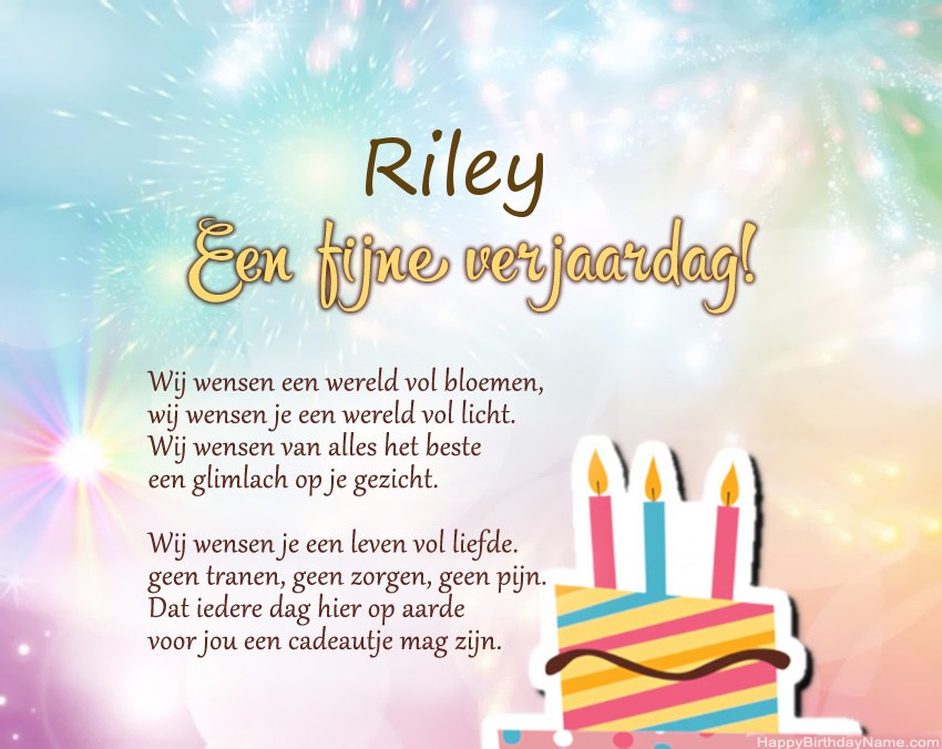 Fijne verjaardag Riley in vers