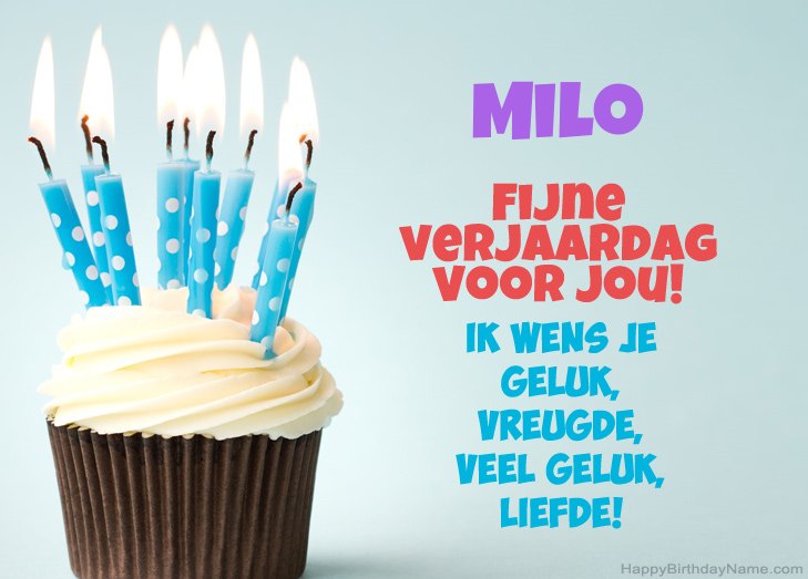 Gefeliciteerd met Fijne verjaardag van Milo