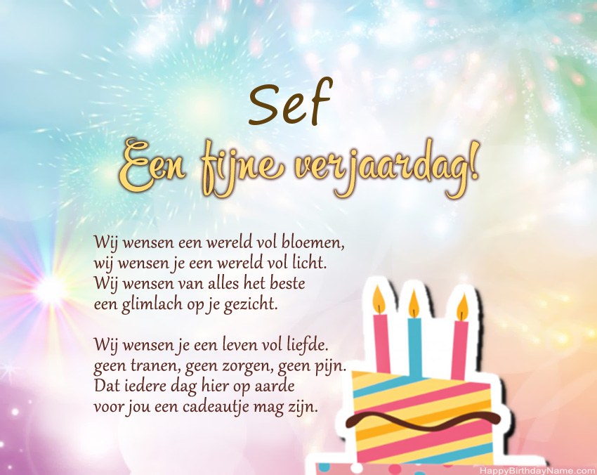 Fijne verjaardag Sef in vers