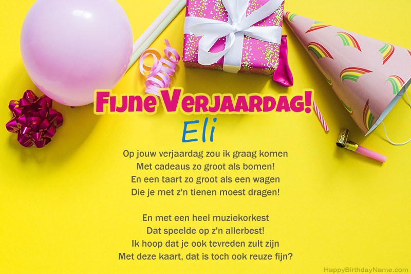 Gelukkige verjaardag Eli in proza