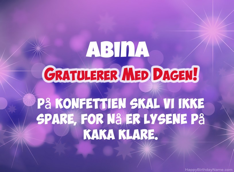 Ønsker Abina for gratulerer med dagen