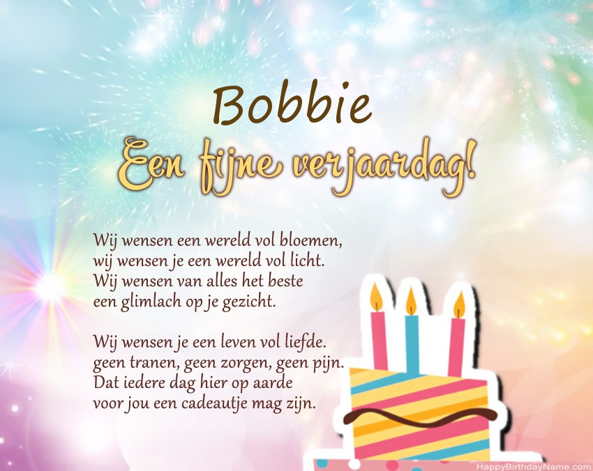 Fijne verjaardag Bobbie in vers Fijne verjaardag Bobbie in vers