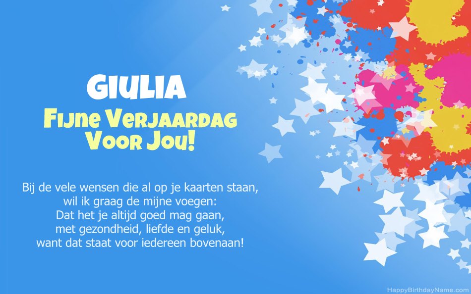 Gefeliciteerd met de verjaardag van Giulia