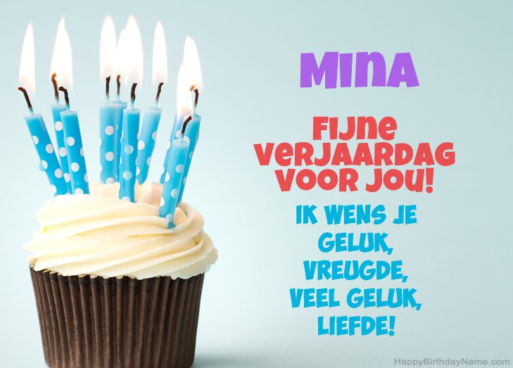 Gefeliciteerd met Fijne verjaardag van Mina