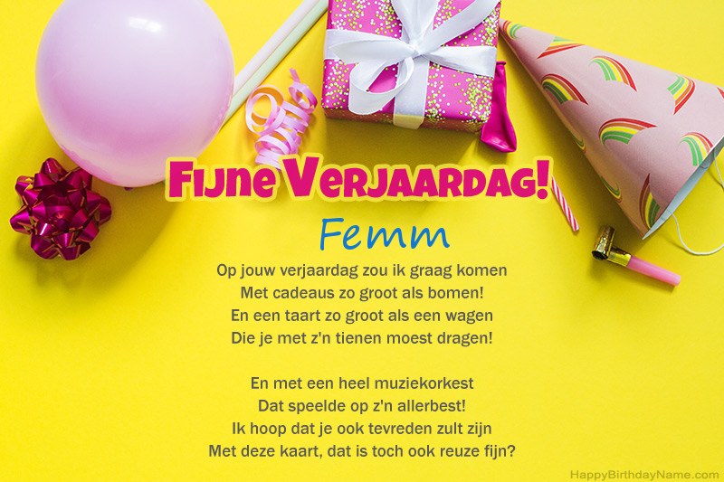 Gelukkige verjaardag Femm in proza