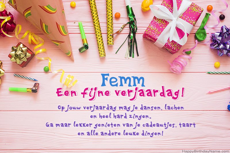 Gelukkige verjaardagskaart Femm gratis downloaden