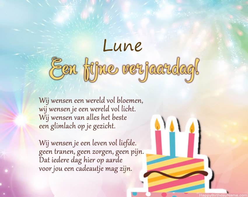 Fijne verjaardag Lune in vers