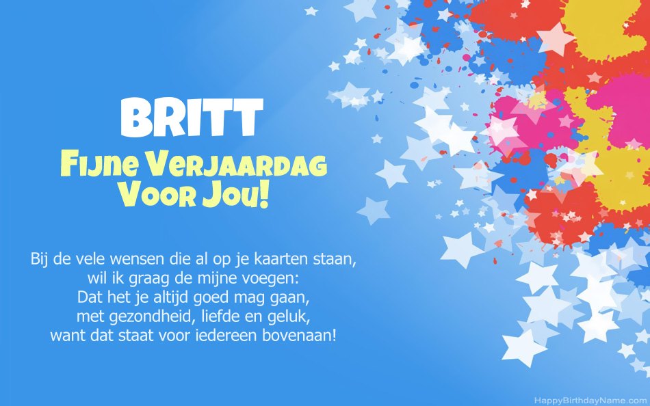 Gefeliciteerd met de verjaardag van Britt