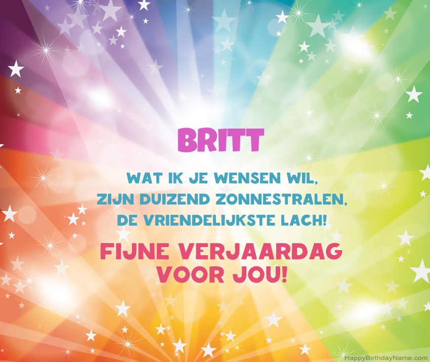 Mooie gelukkige verjaardagskaarten voor Britt