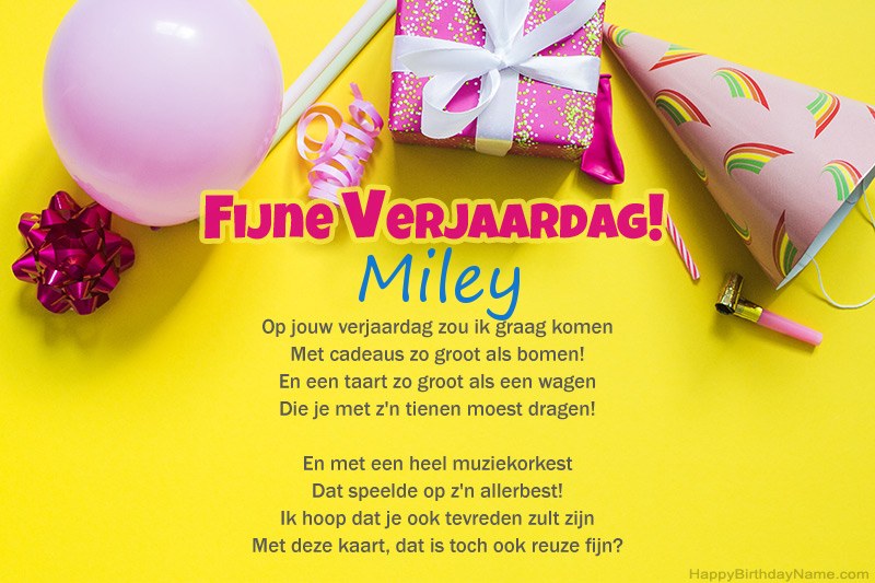 Gelukkige verjaardag Miley in proza