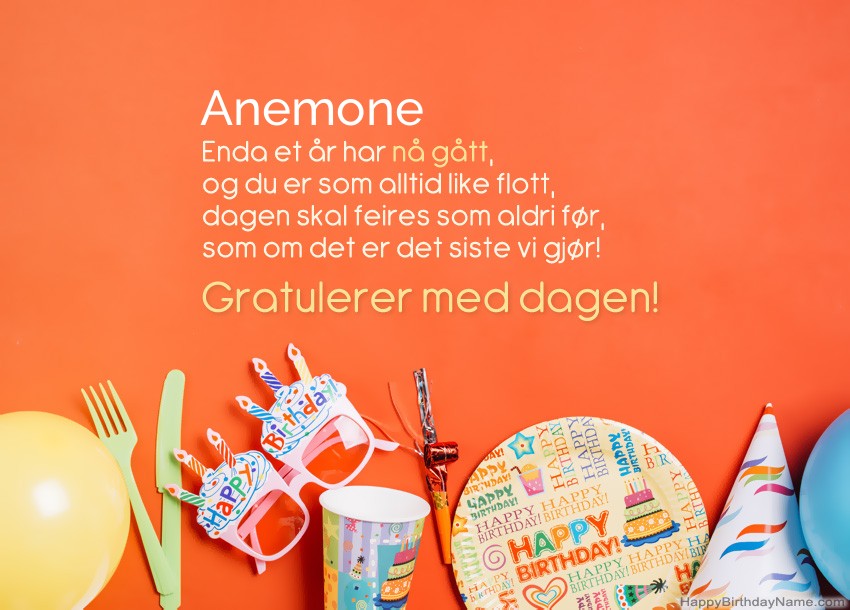 Morsomme gratulerer med fødselsdagskort til Anemone