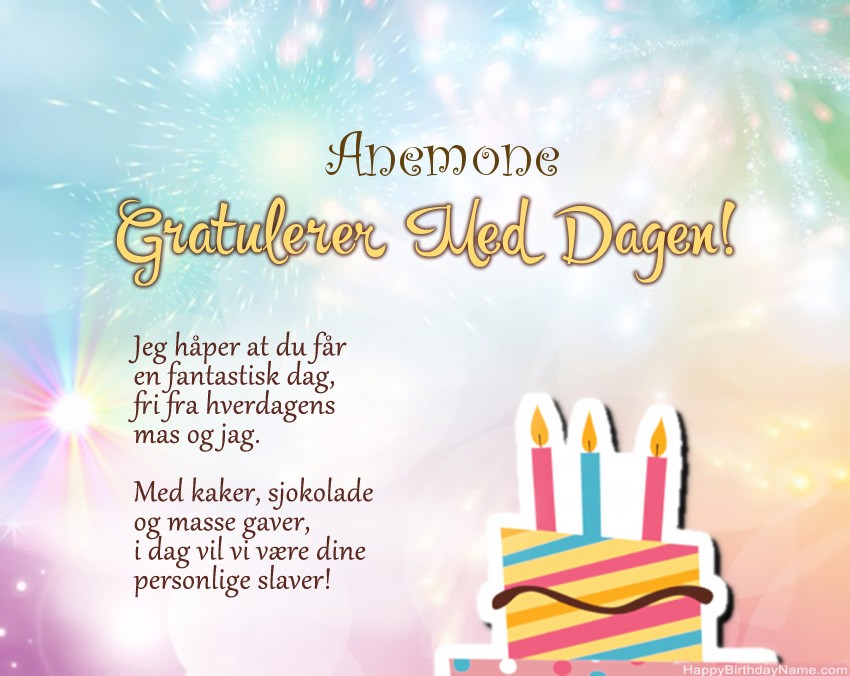 Dikt på fødselsdag for Anemone