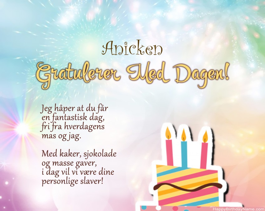 Dikt på fødselsdag for Anicken